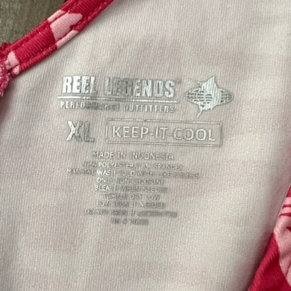 Reel Legends Keep It Cool Pink Dress Short Sleeve Palm Frond Print - Picture 6 of 6